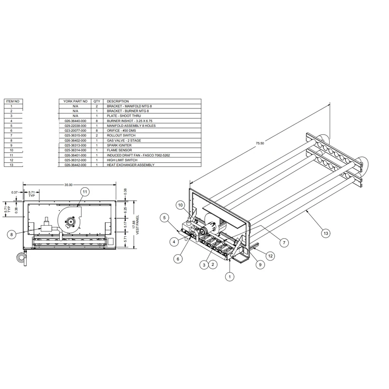 026-43333-500 - Burner Assembly Gas Heat Section by York