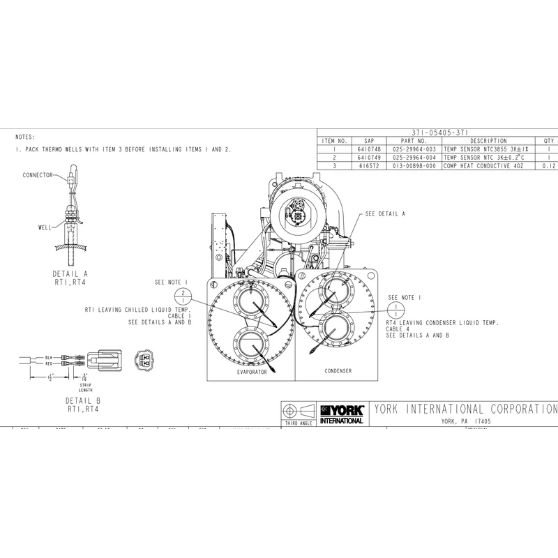 371-05405-371 - Kit, YMC2 Tem Sensor Cooling by York
