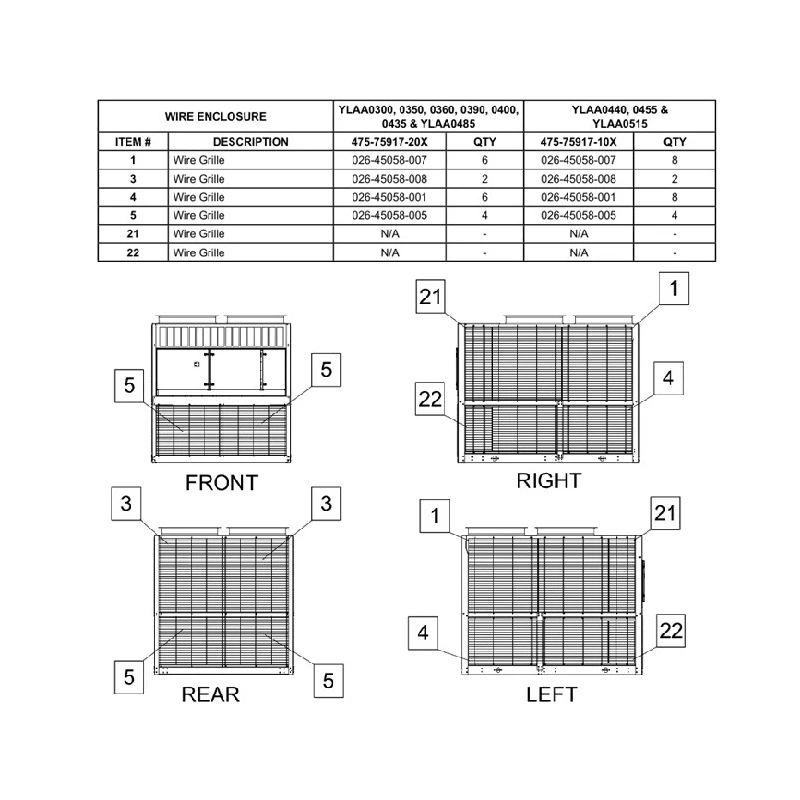 475-75917-102 - Grill Kit, / Louver YLAA by York