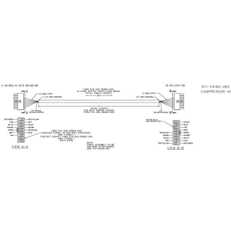 571-04180-282 - Cable Gate Driver to Logic Bd by York
