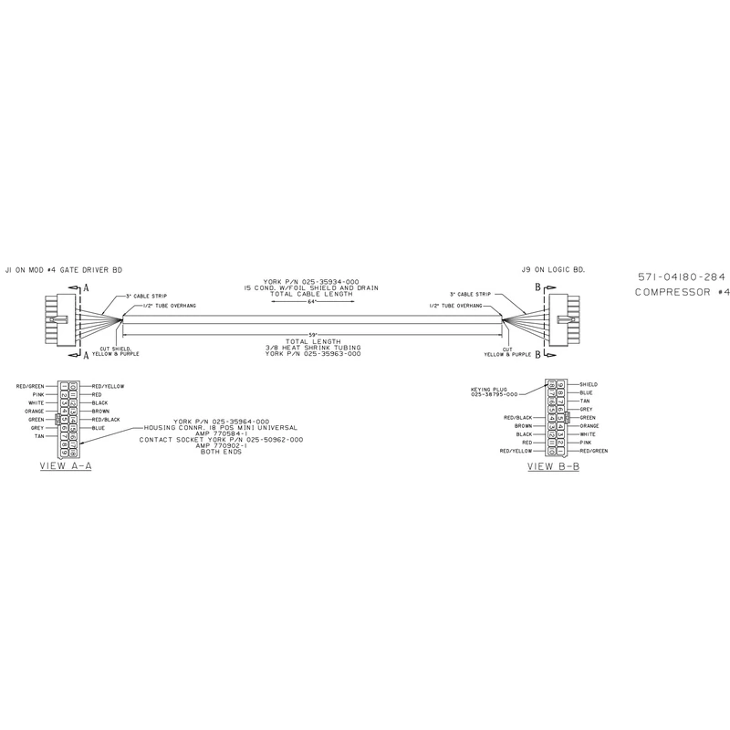 571-04180-284 - Cable Gate Driver to Logic Bd by York
