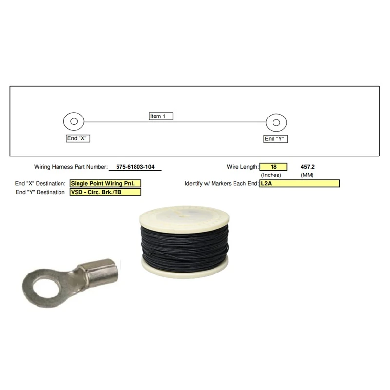 575-61803-104 - Harness Singl Pt Wiring Panel to by York