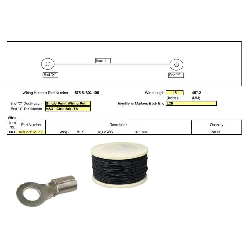575-61803-105 - Harness Singl Pt Wiring Panel to by York
