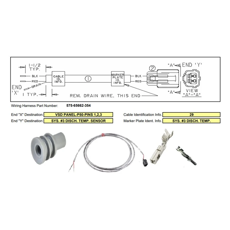 575-65662-354 - Harness 2 Conductor Sensor by York