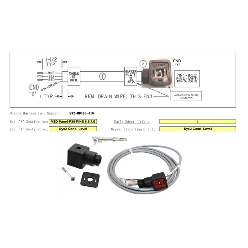 592-00580-316 - Harness System 2 Condenser Level by York