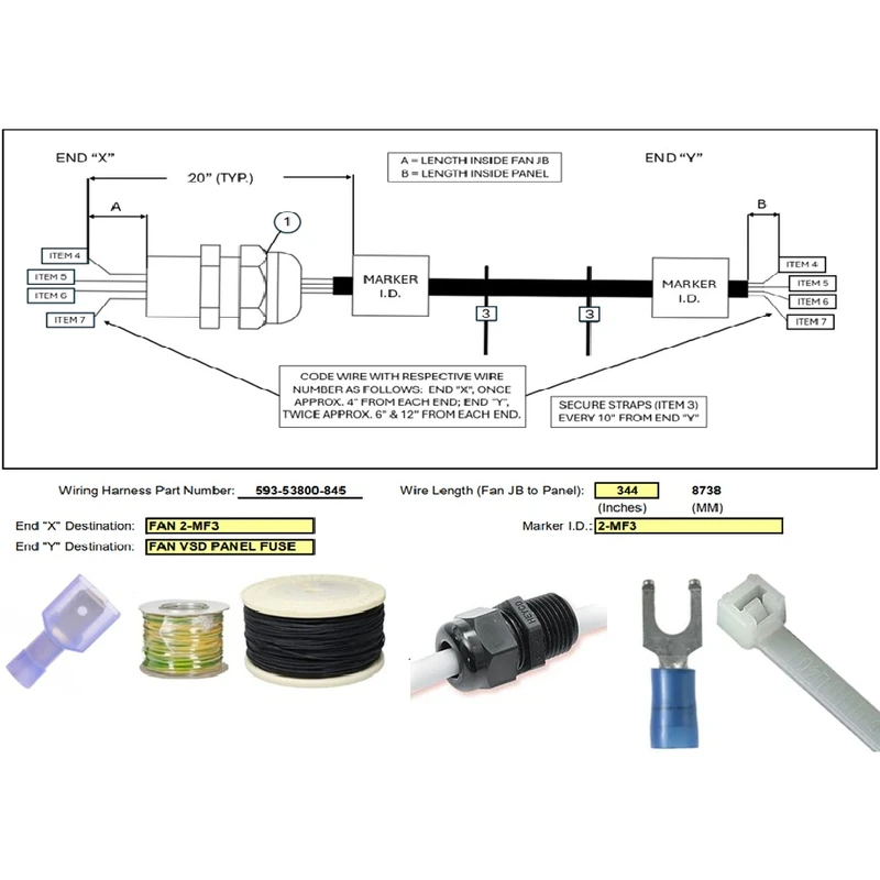 593-53800-845 - Harness Fan 2-Mf 3 to Fan VSD Panel by York