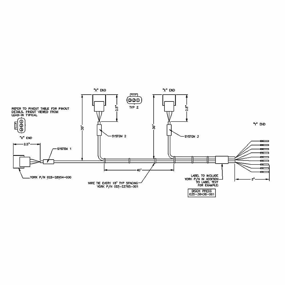 025-36438-051 - Harness, YPAL Discharge Pressure Ext. by York