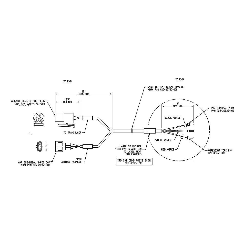 025-43354-003 - Harness Condenser Fan VFD Signal System by York