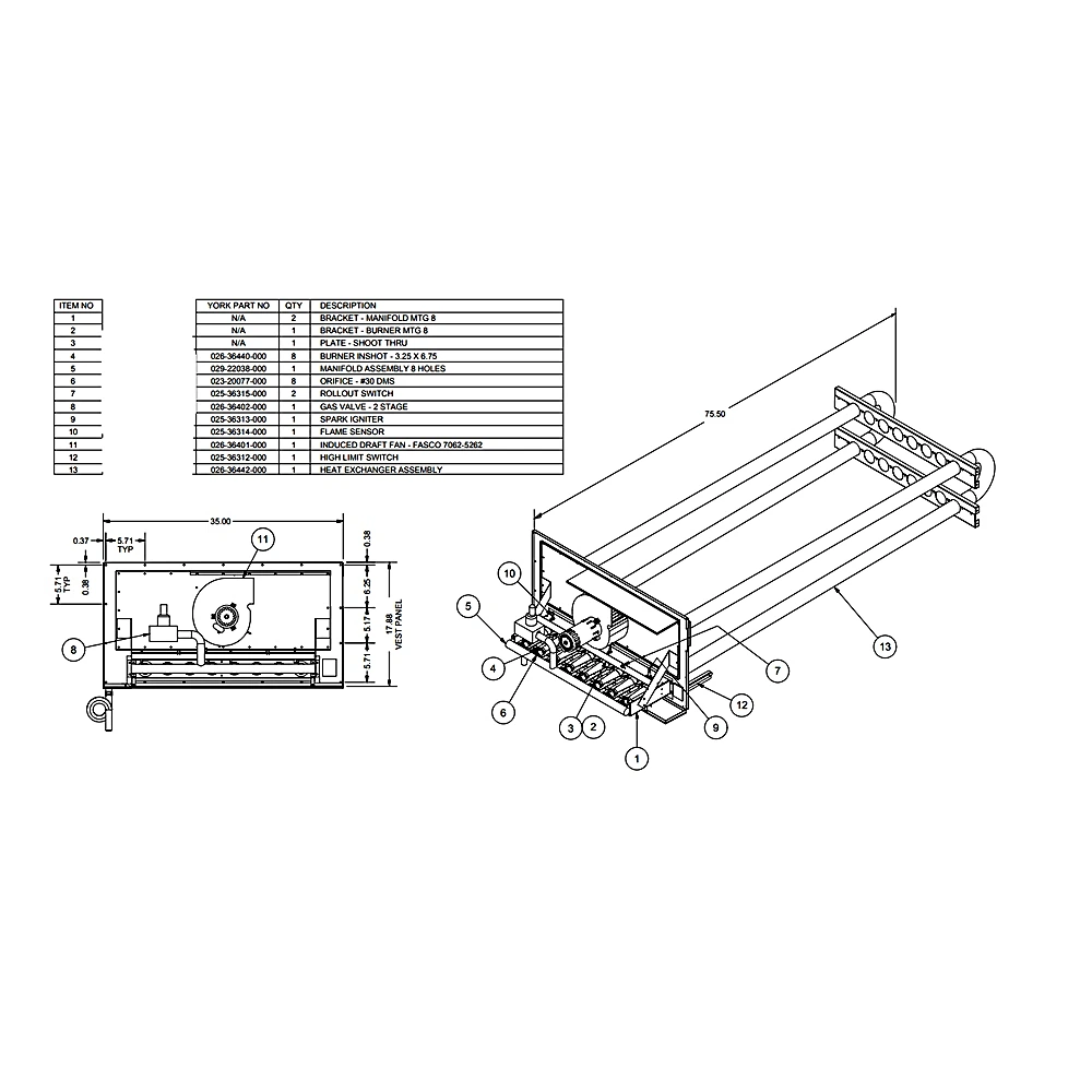 026-43333-500 - Burner Assembly Gas Heat Section by York