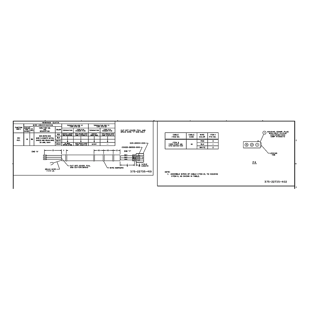 375-22735-402 - Harness Cable Shield VSD Retrofit by York