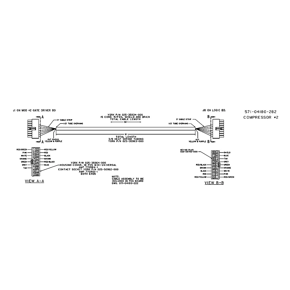 571-04180-282 - Cable Gate Driver to Logic Bd by York