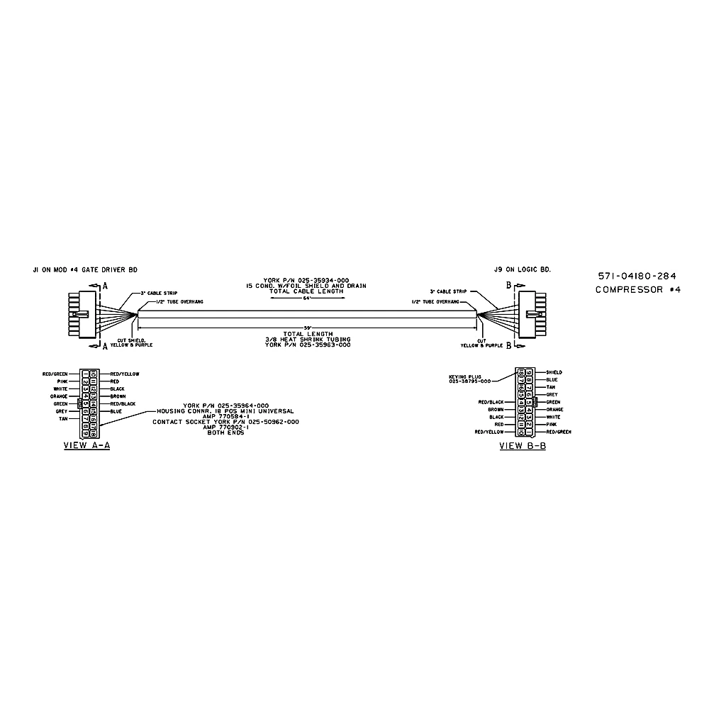 571-04180-284 - Cable Gate Driver to Logic Bd by York