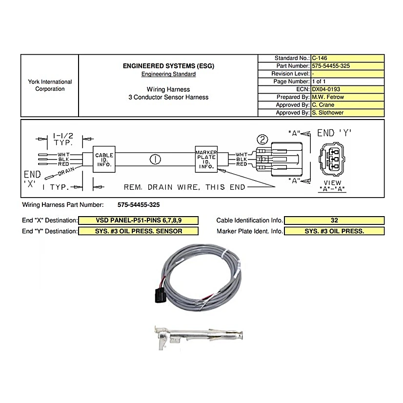 575-54455-325 - Wiring Harness 3 Conductor by York