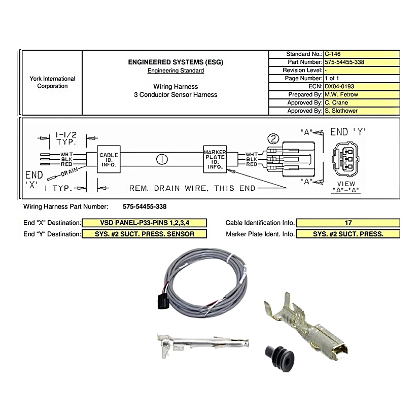 575-54455-338 - Wiring Harness 3 Conductor by York