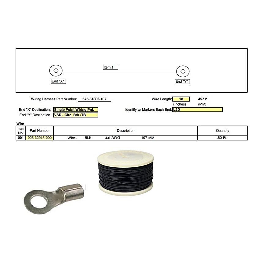 575-61803-107 - Harness Single Pt Wiring Panel to by York
