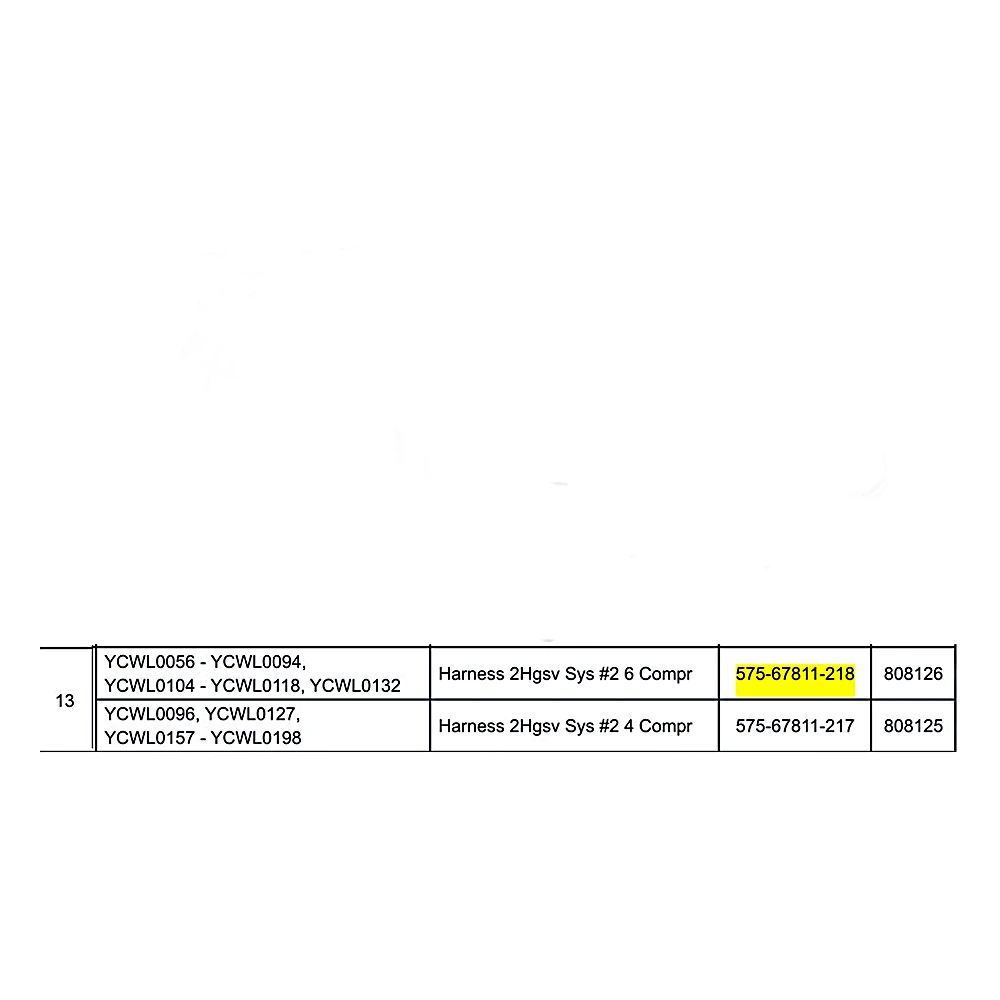 575-67811-218 - Harness 2 Hgsv System No. 2 6 Compressor by York