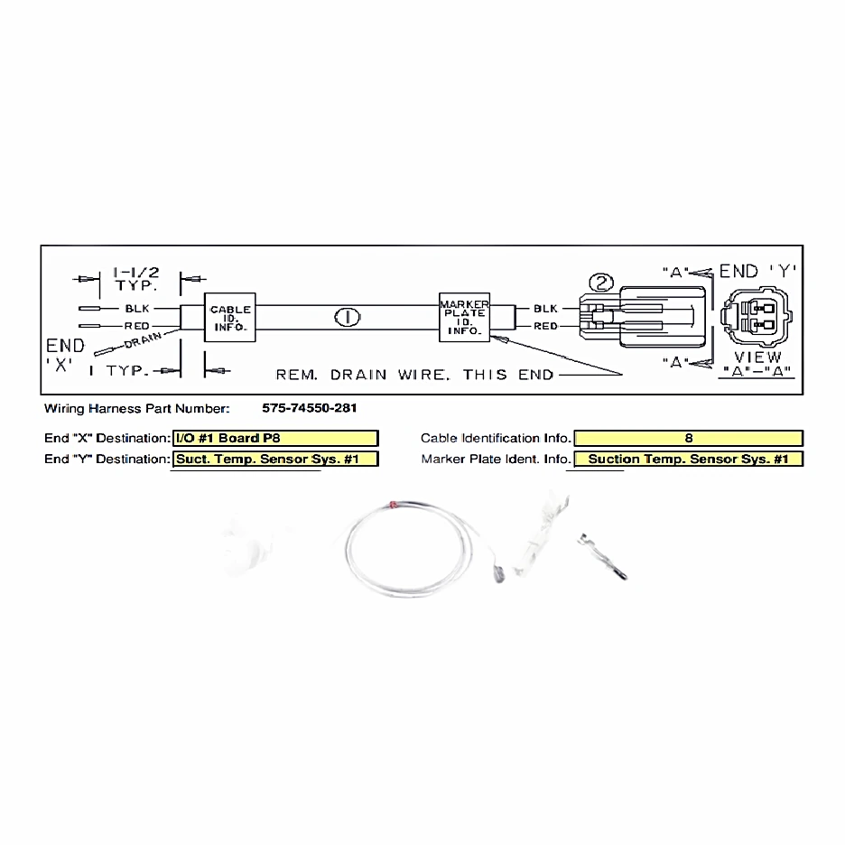 575-74550-281 - Harness I/O 1 Bd P8 to Suc.temperature by York
