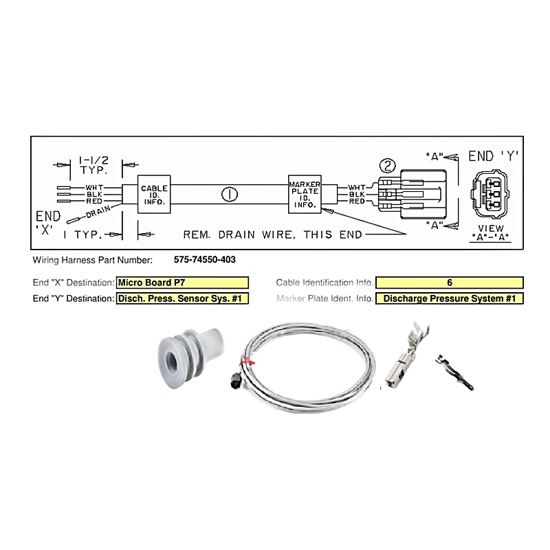 575-74550-403 - Harness, Discharge Pressure Sytem by York