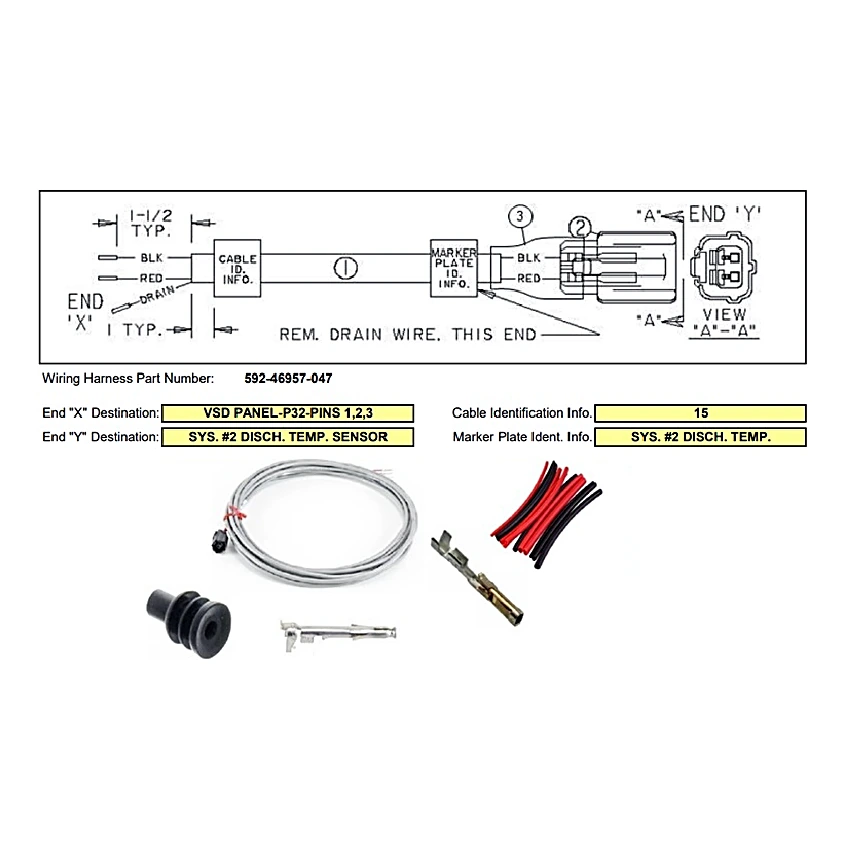 592-46957-047 - Harness 2 Conductor Sensor by York