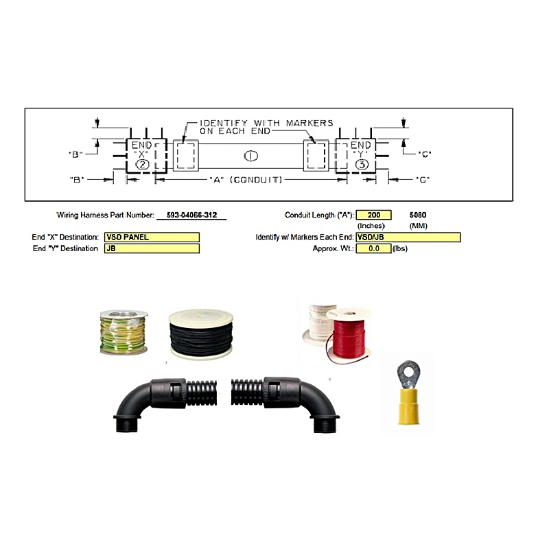 593-04066-312 - Harness, Junction Box to System 2 Actuator by York
