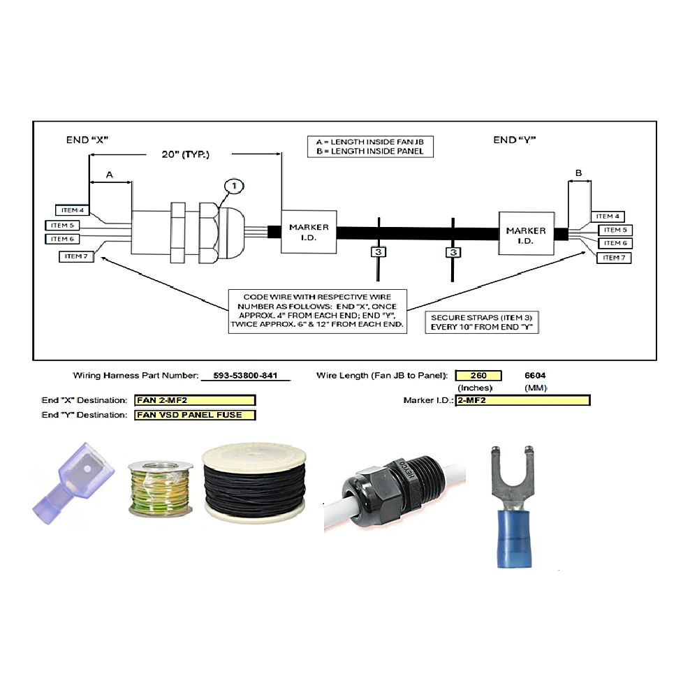 593-53800-841 - Harness, Fan 2-MF2 to Fan VSD Fuse by York