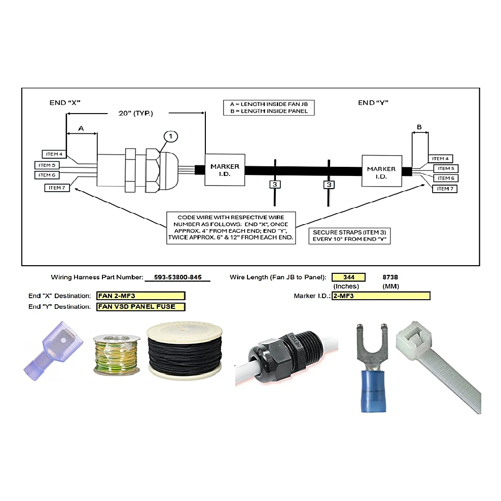 593-53800-845 - Harness Fan 2-Mf 3 to Fan VSD Panel by York