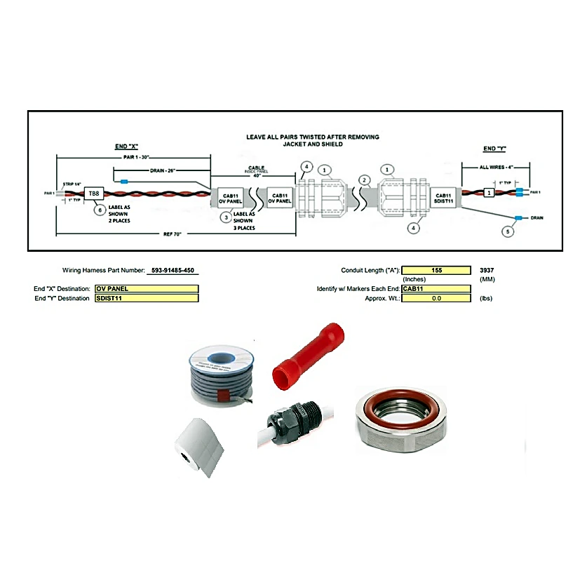 593-91485-450 - YVAM OV to SDIST11 Cable, CAB11 by York